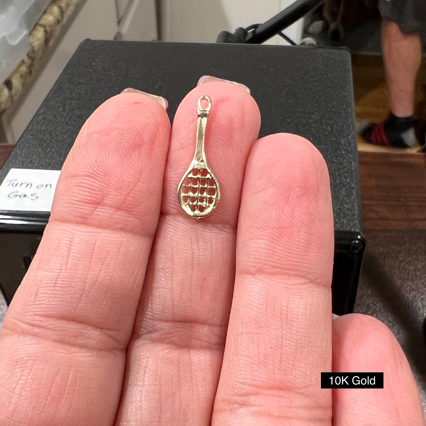 Tennis Racquet Charm in Silver and 10K Gold