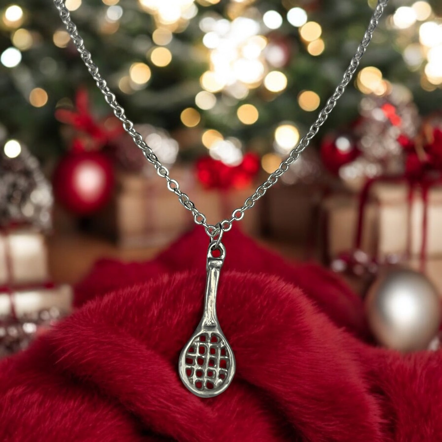 Tennis Racquet Charm in Silver and 10K Gold