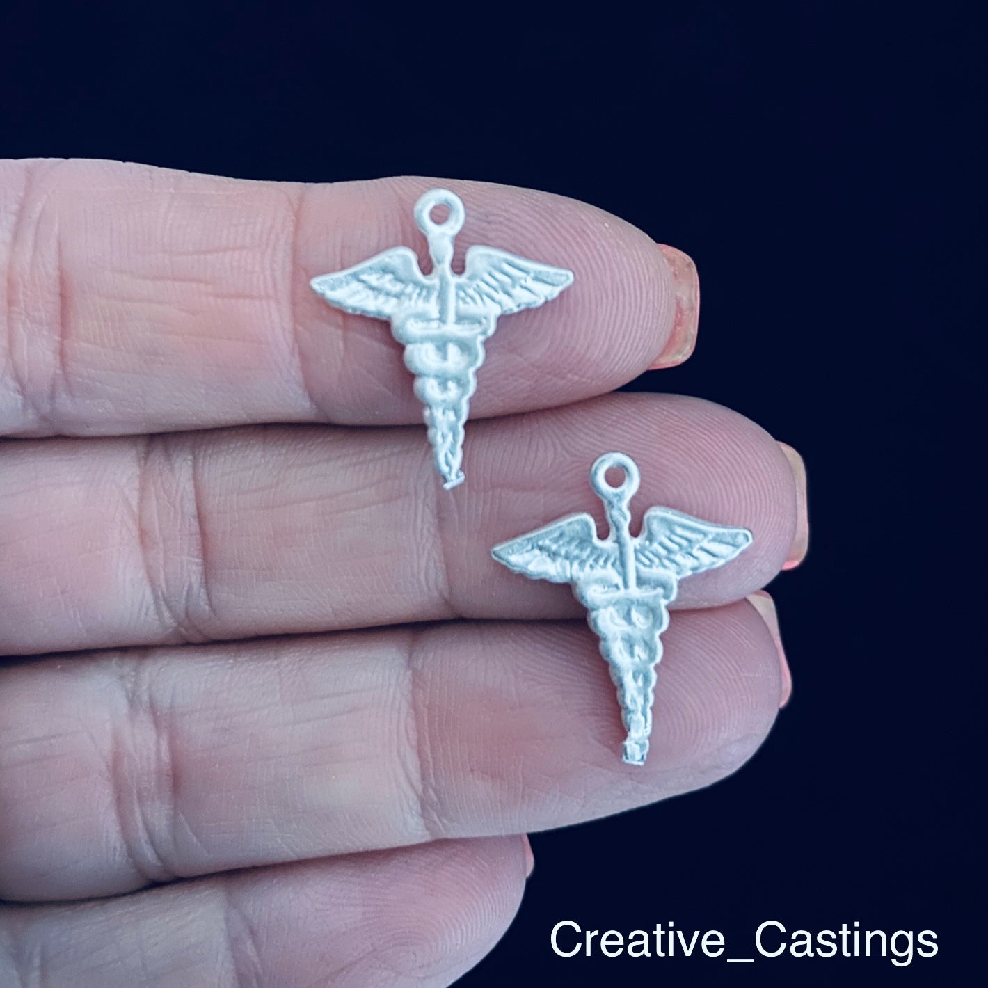 Caduceus Casting in Sterling Silver and 14K Yellow Gold for Jewelry Design