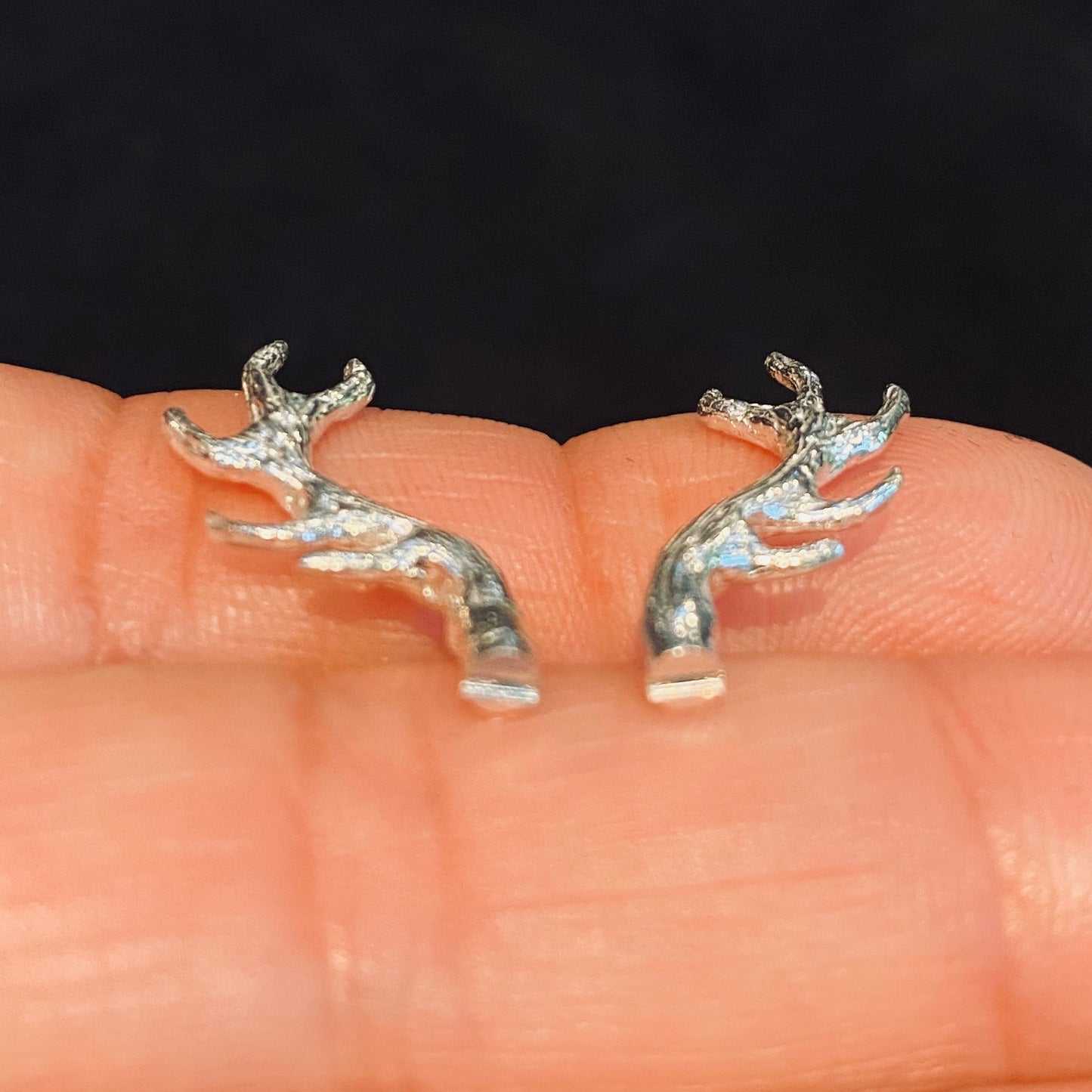 Cast Hand Carved Tiny Antler Pair for Jewelry Design