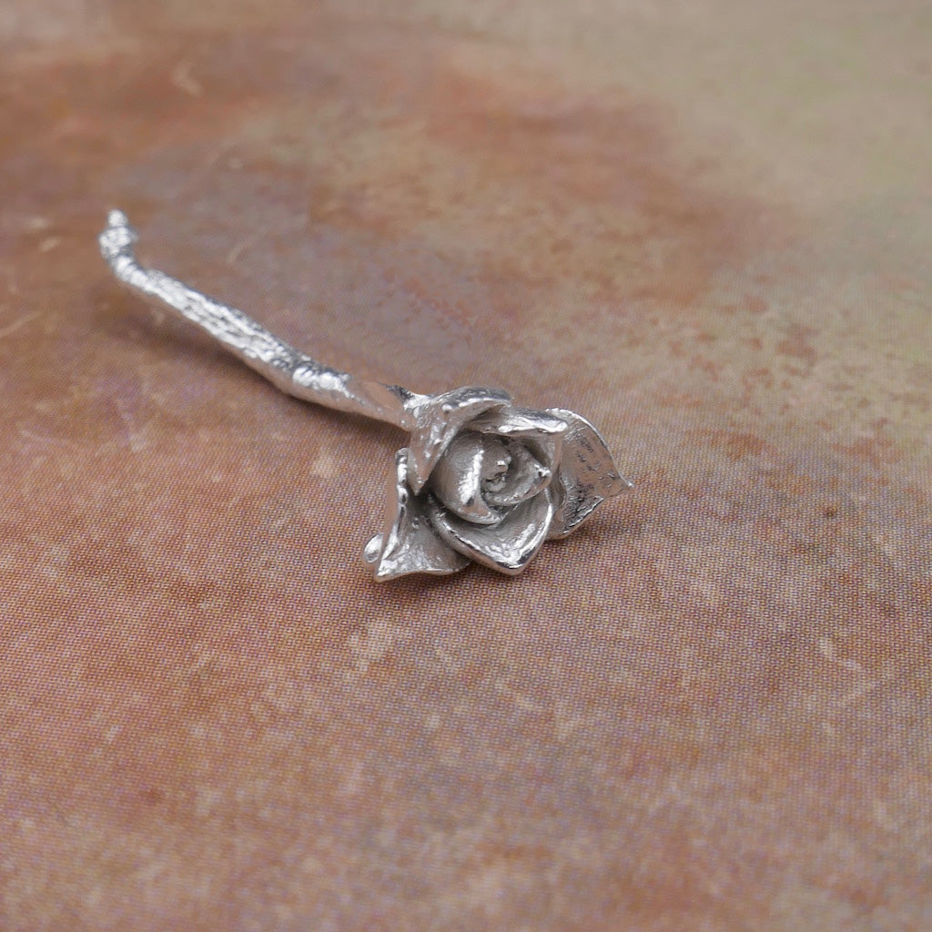 Cast Succulent Rose on Vine for Jewelry Design