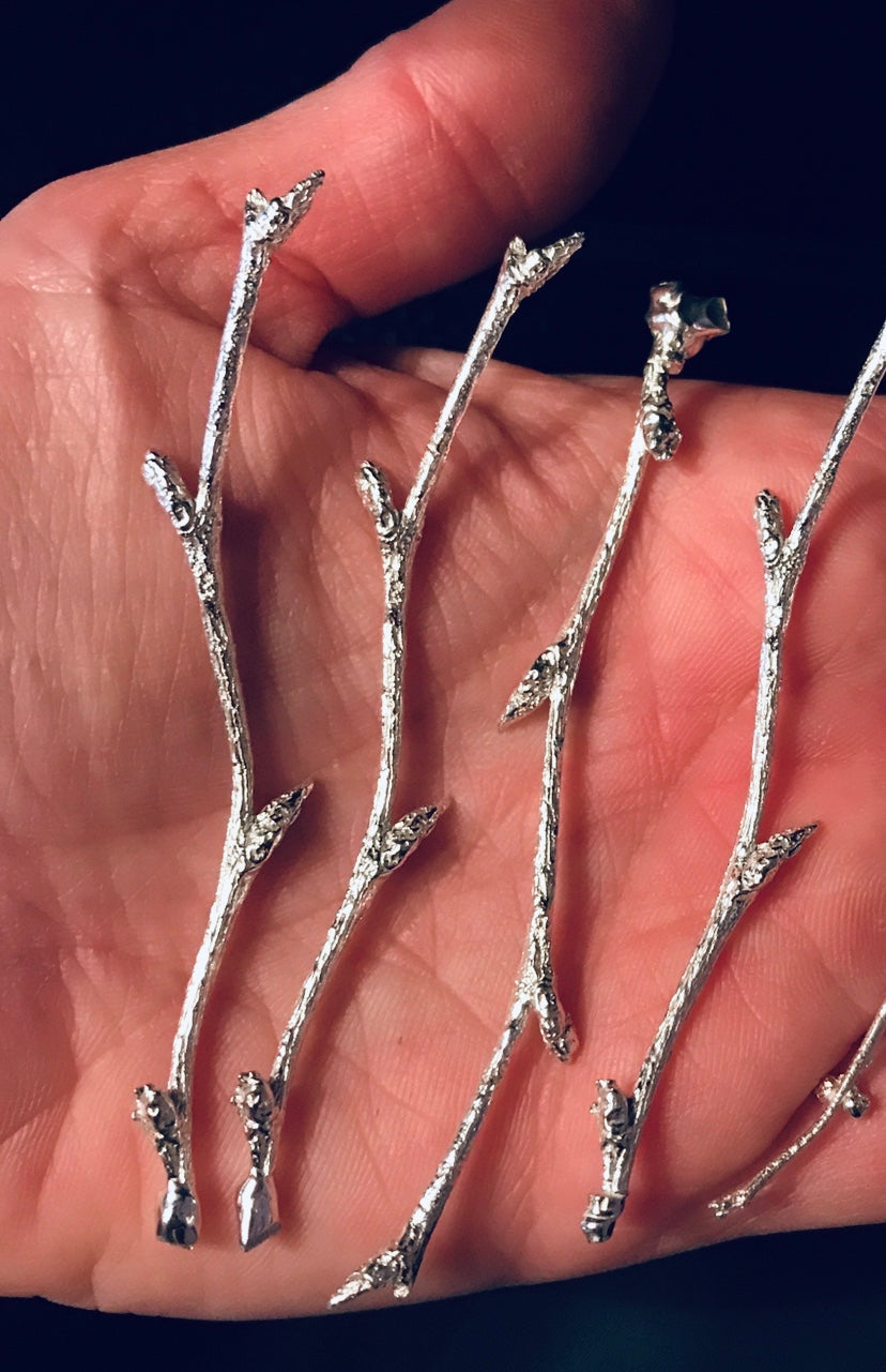 Twigs with Buds in Silver and Brass