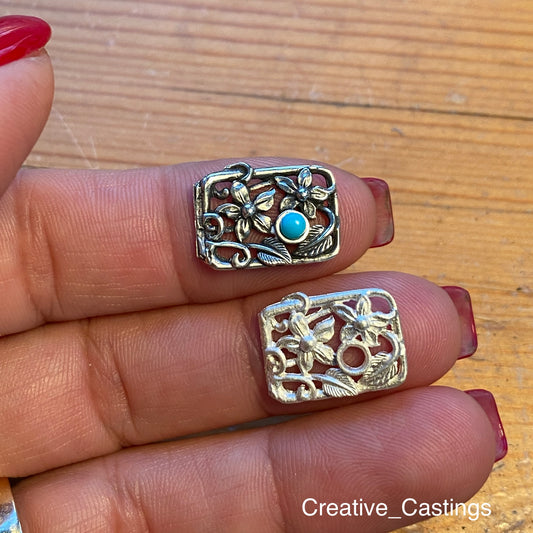 Floral Link with round bezel setting for a 3mm stone