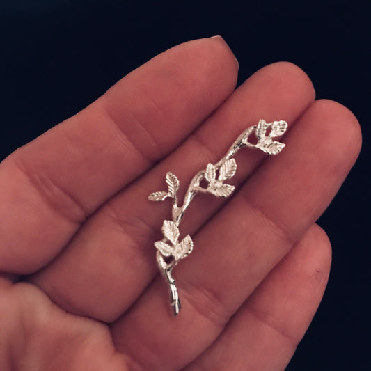 Cast Hand Carved Twig with tiny Leaves for Jewelry Design
