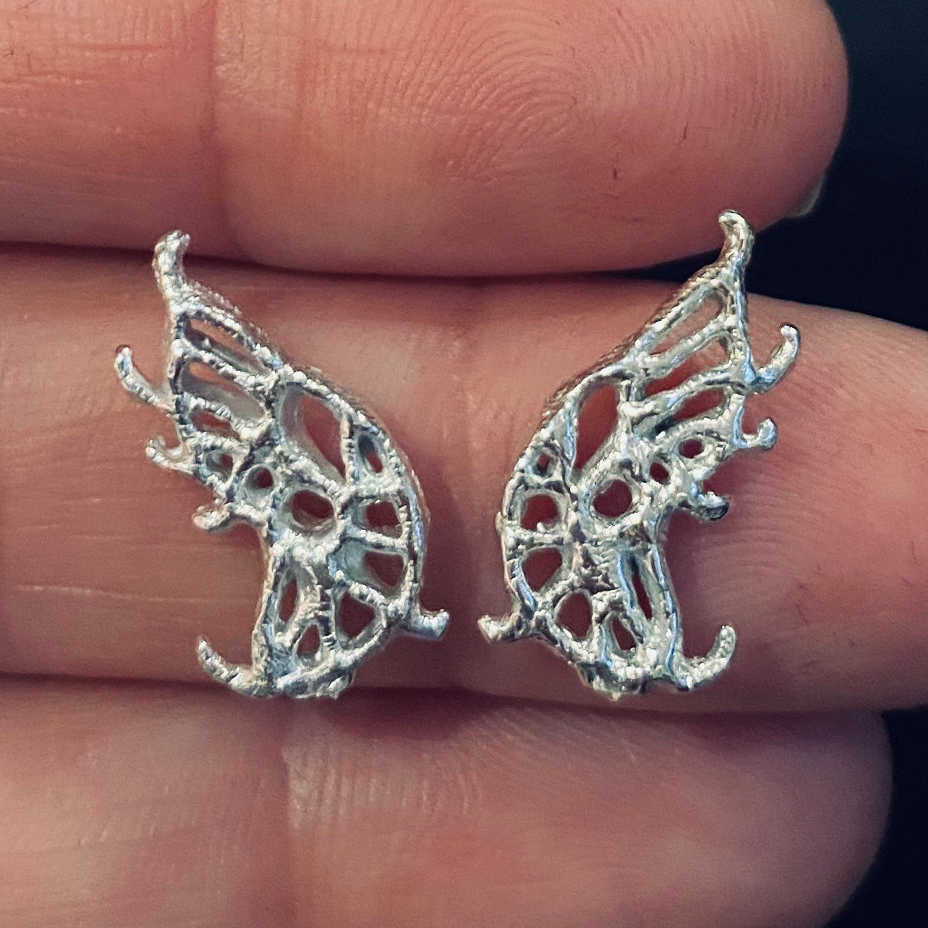 Cast Hand Carved Tiny Cut-Out Wings for Jewelry Design