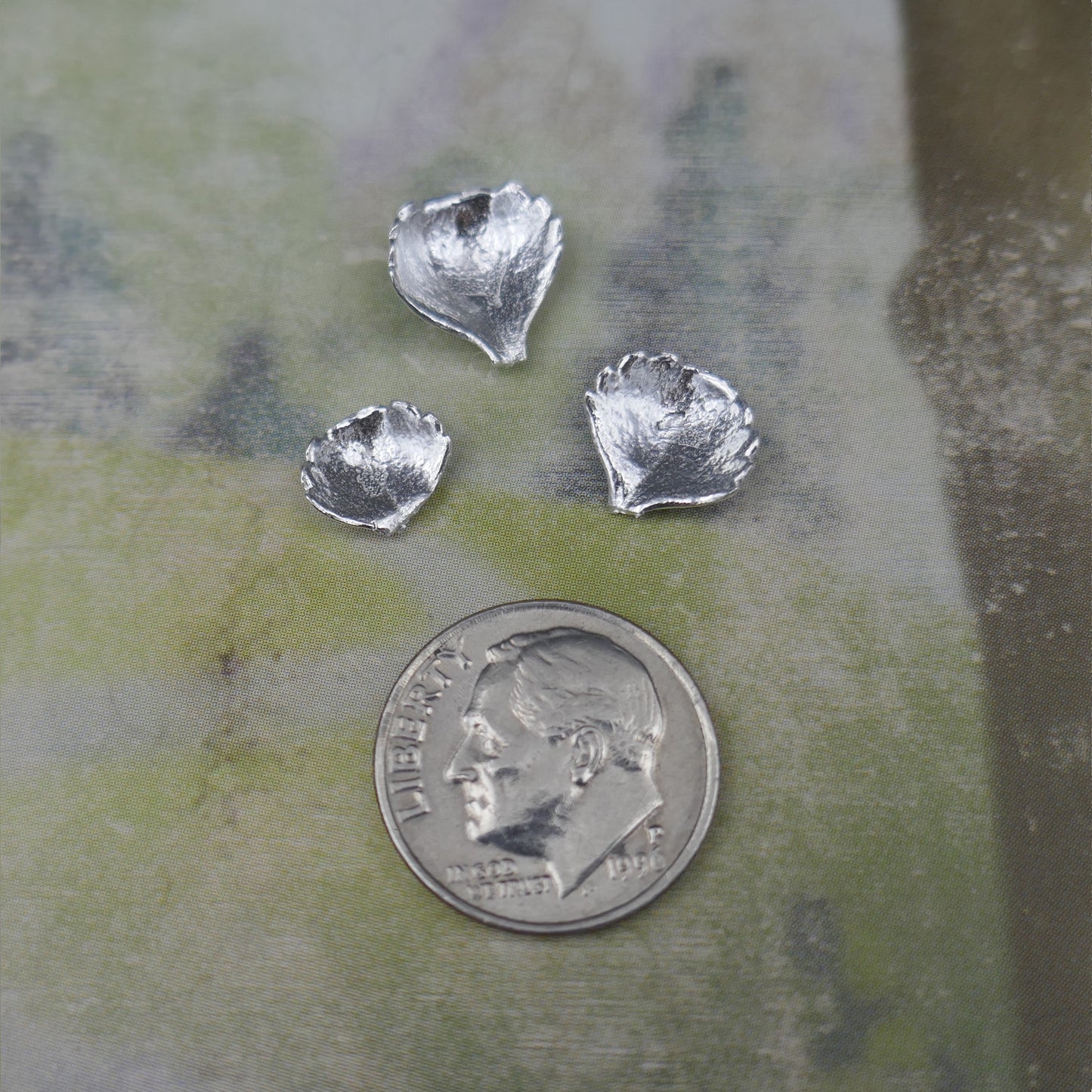 Cast Tiny Succulent Leaves set of 3 for Jewelry Design